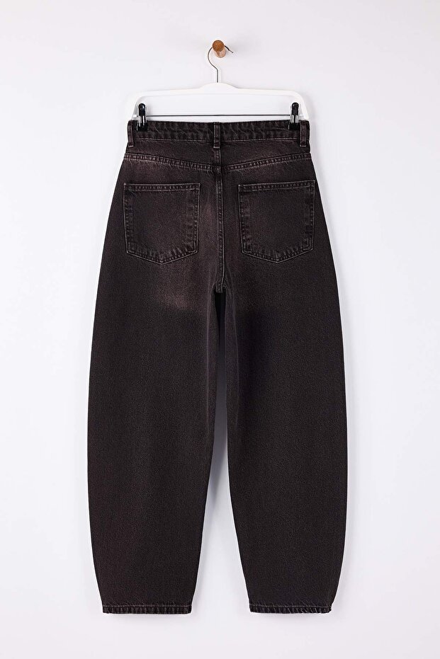 Kahverengi Vintage Yıkama Yüksek Bel %100 Pamuk Barrel Jeans TWOSS26JE00016 - 6