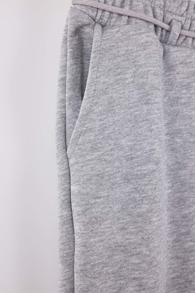 Gray Melange Buy Poplin Detailed Lace-Up Wide Leg Large Size Sweatpants Tbbss26Aj00001 - 2