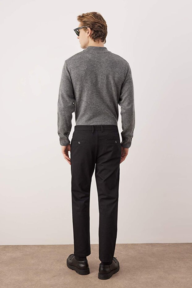 Siyah Erkek Dokulu Regular Chino Pantolon TMNAW26PL00029 - 4