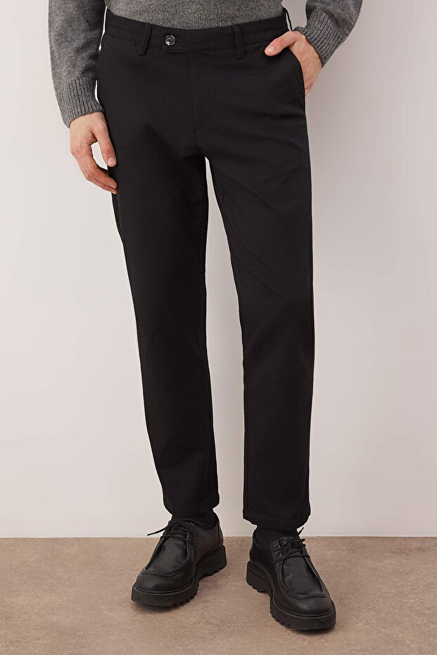 Siyah Erkek Dokulu Regular Chino Pantolon TMNAW26PL00029 - 1