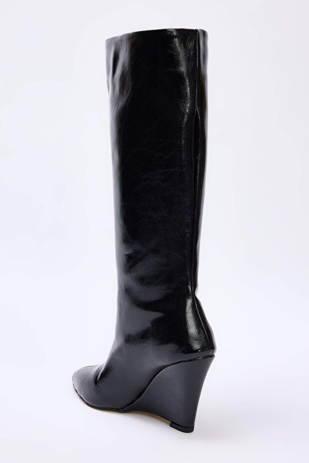 Siyah Wedge Topuklu Kadın Çizme TAKAW26CZ00043 - 6