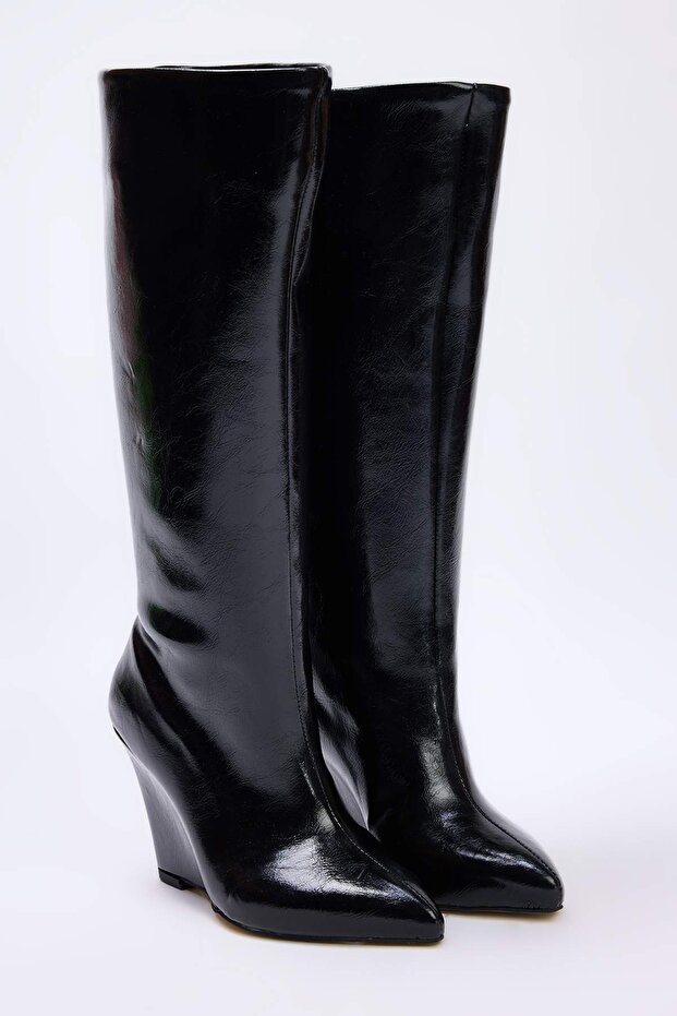 Siyah Wedge Topuklu Kadın Çizme TAKAW26CZ00043 - 4