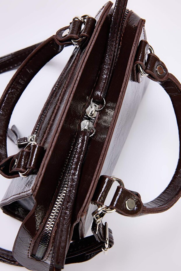 Koyu Kahverengi Çapraz Askılı Kadın Mini Boy Tote Çanta TWOAW25OC00004 - 4