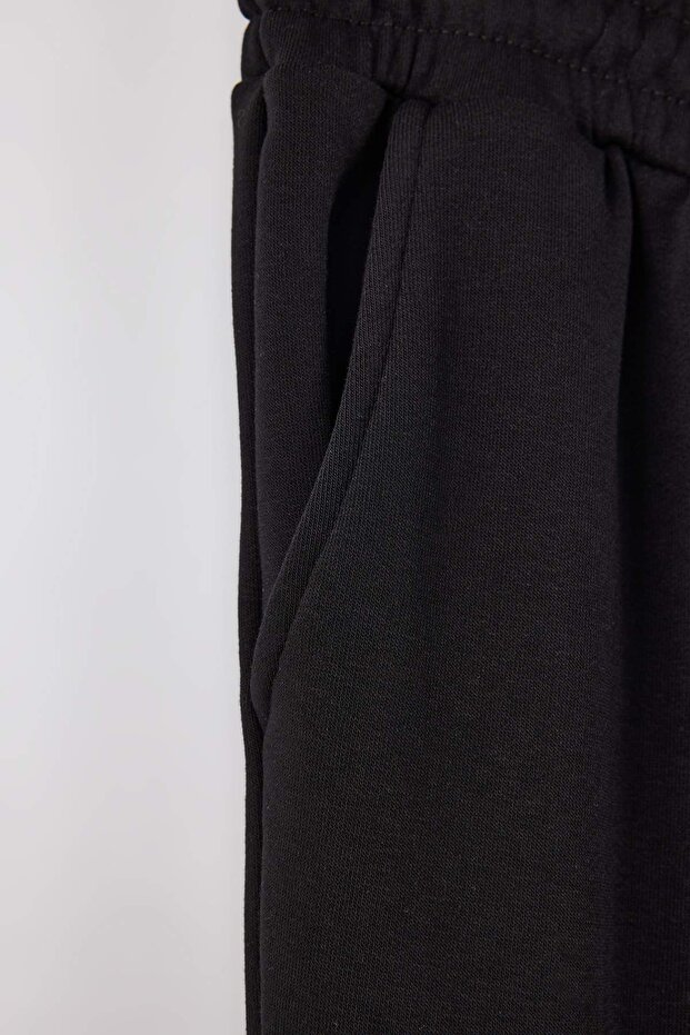Siyah Wide Leg/Geniş Paça Büyük Beden Eşofman Altı TBBAW26AJ00015 - 6