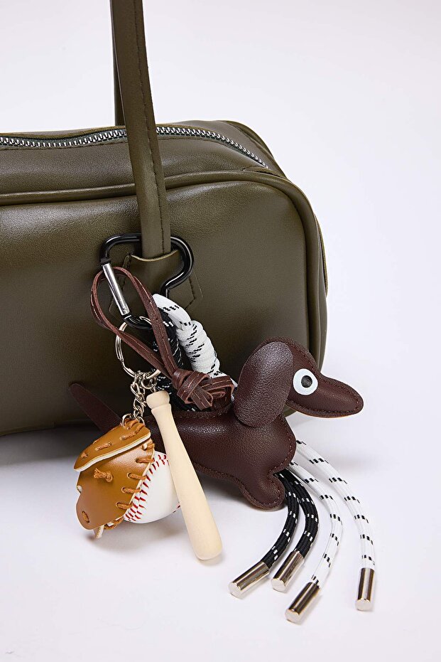 Haki Charm Detaylı Kadın Orta Boy Mini Bowling Omuz Çanta TAKSS25OC00021 - 2