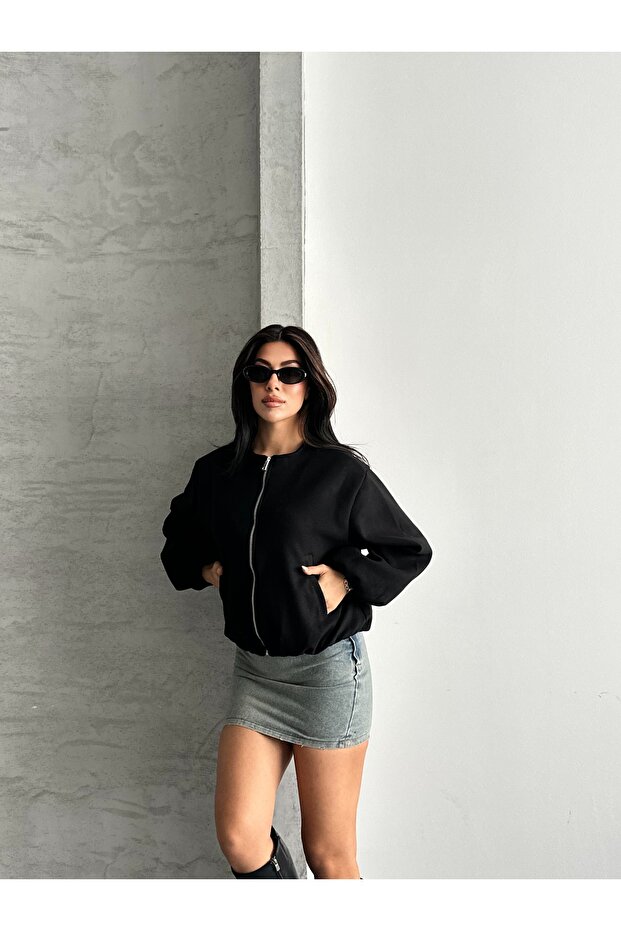 Kadın Kaşe Bomber Ceket - 5