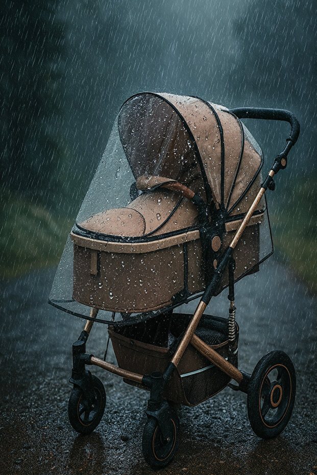 Luxury Zippered Baby Stroller Rain Cover Raincoat Black { Compatible with All Baby Strollers }