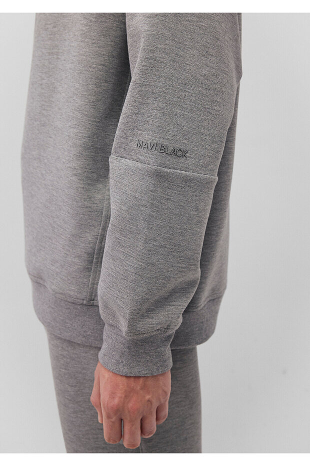 Bisiklet Yaka Gri Basic Sweatshirt 0S10295-80018 - 6