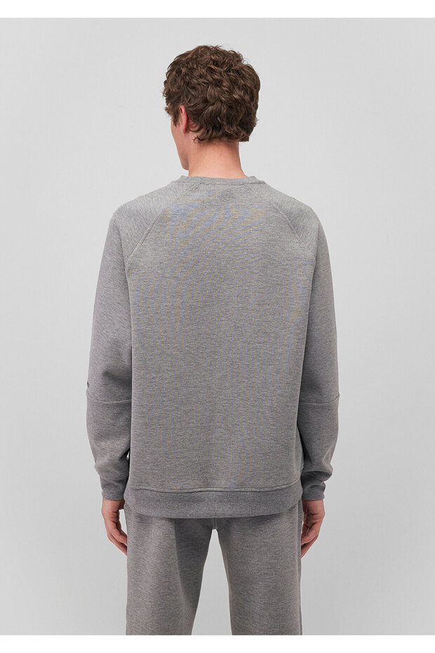 Bisiklet Yaka Gri Basic Sweatshirt 0S10295-80018 - 5