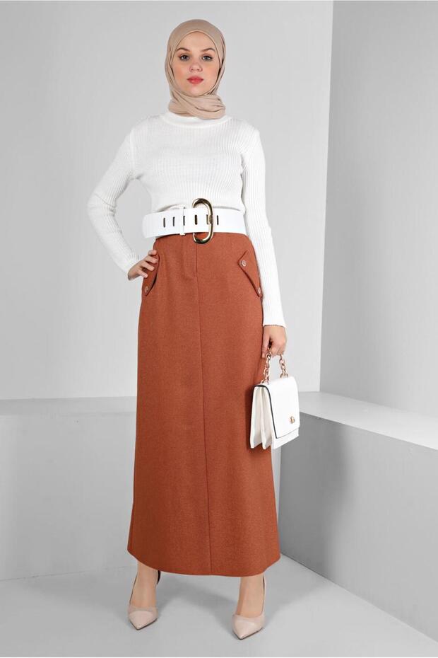 BUTTON DETAILED SKIRT 60361