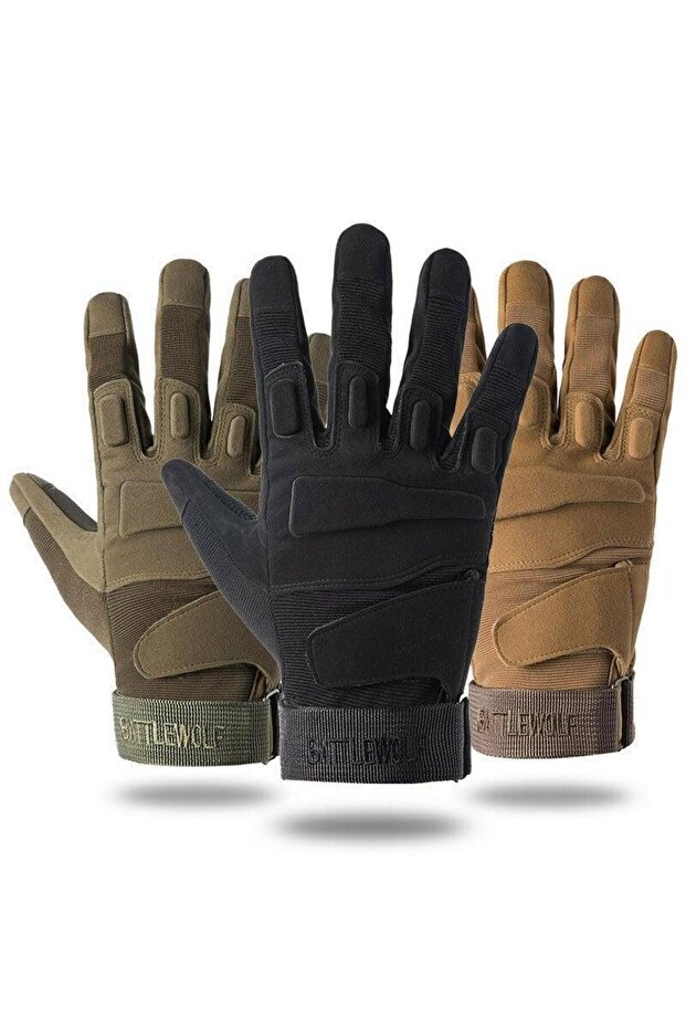 L Haki Taktik Eldiven Askeri Eldiven Bisiklet Eldiveni Bej L - 4