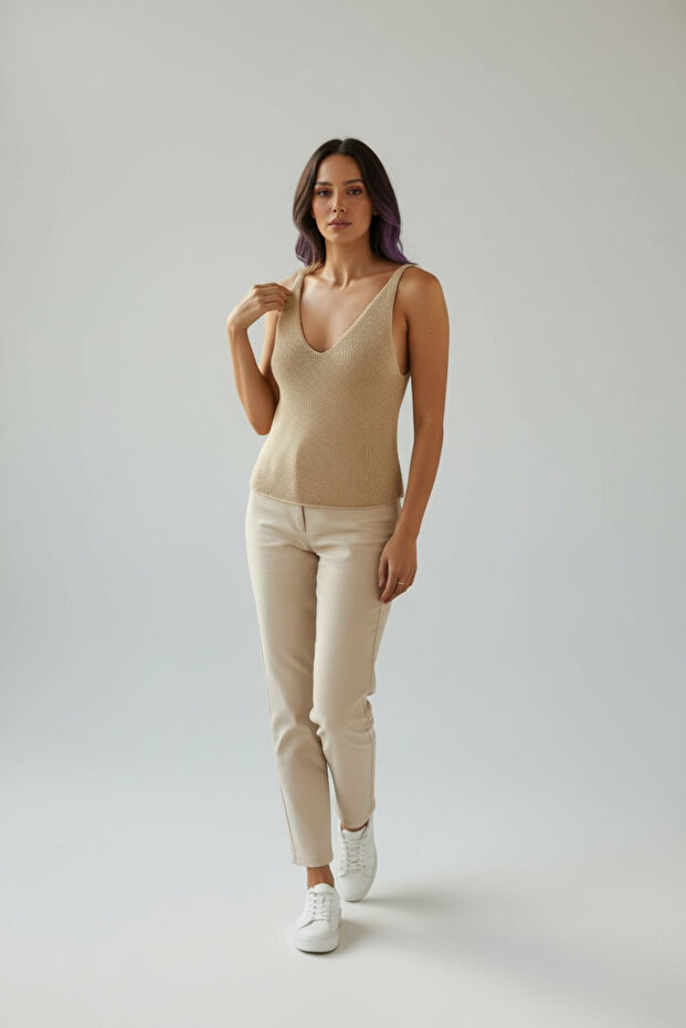 Organik Örme Askılı Bluz - 3