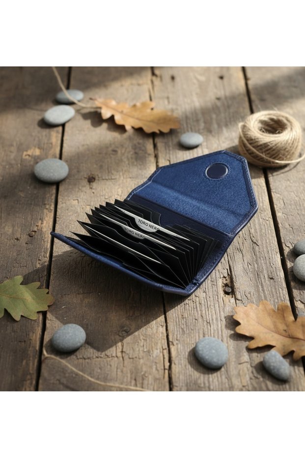 Accordion Credit Card Holder Wallet 100% Genuine Leather