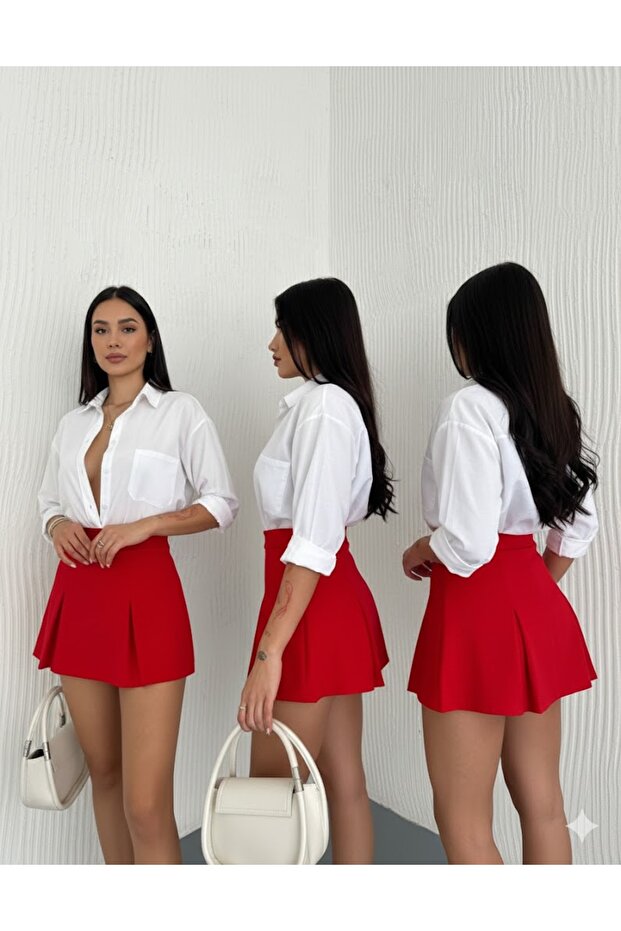 Süper Mini Krep Şort Etek - 3