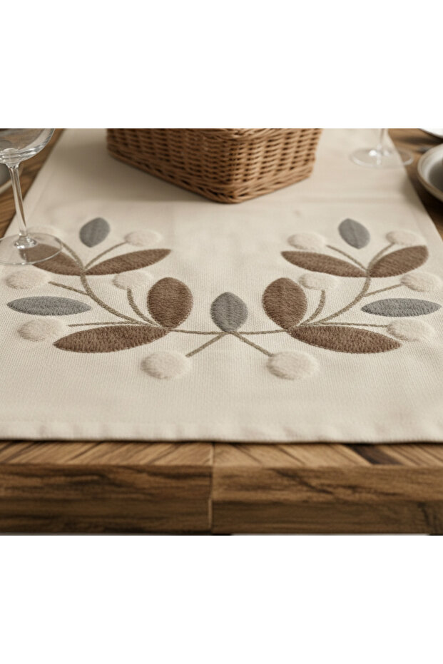 Doğal Yaprak İşlemeli Runner - 4