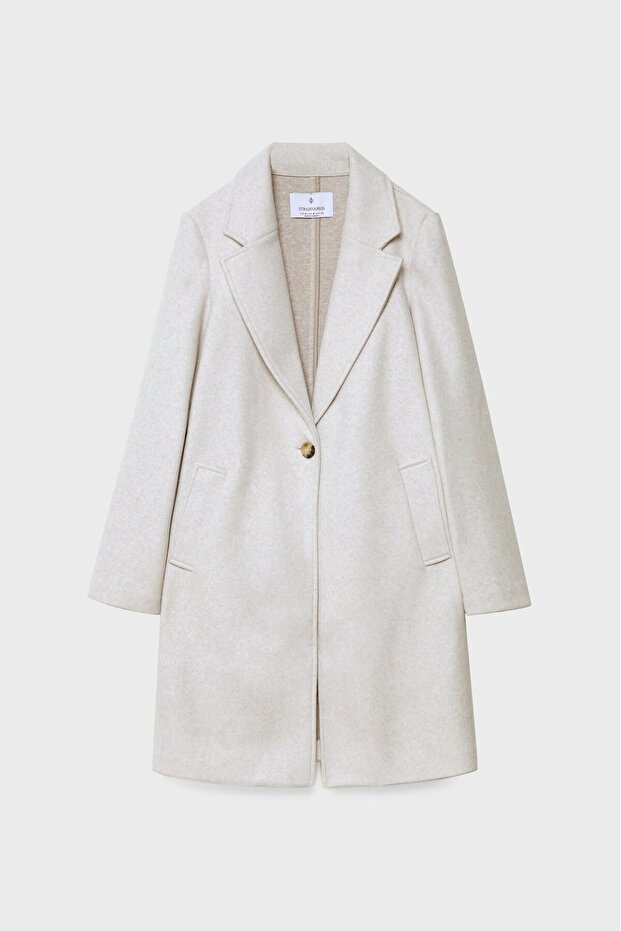 معطف ناعم الملمس بزر واحد - 5