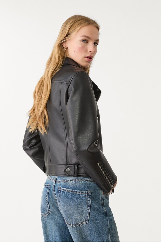 Suni Deri Biker Ceket - 4