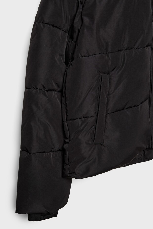 Basic kapüşonlu şişme mont - 9