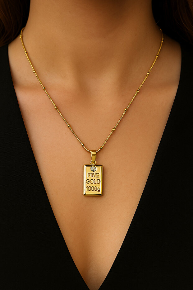 Gold Çelik Kadın Kolye - 1