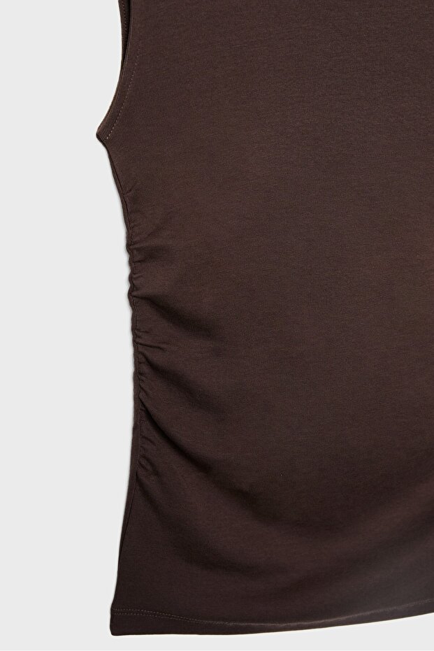 Büzgülü basic fitted t-shirt - 7