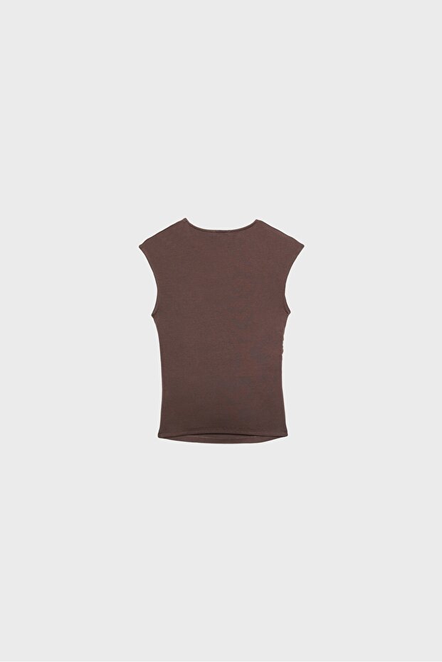 Büzgülü basic fitted t-shirt - 6