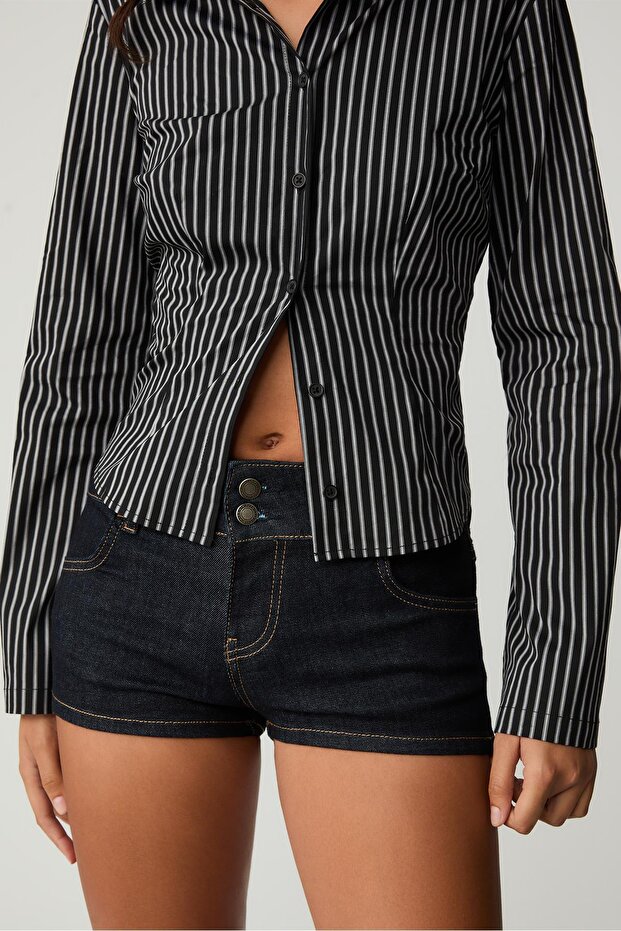 Mini denim şort - 3