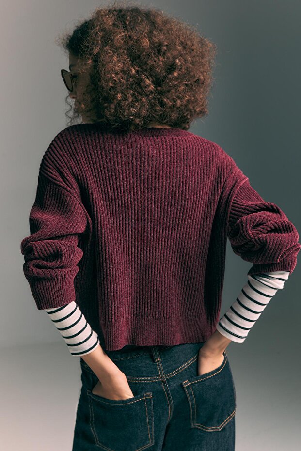 Düğmeli Triko Ceket - 4