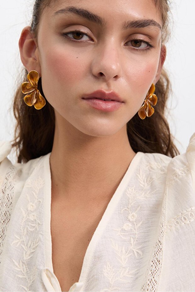 Mine İşlemeli Yelpaze Küpe - 2