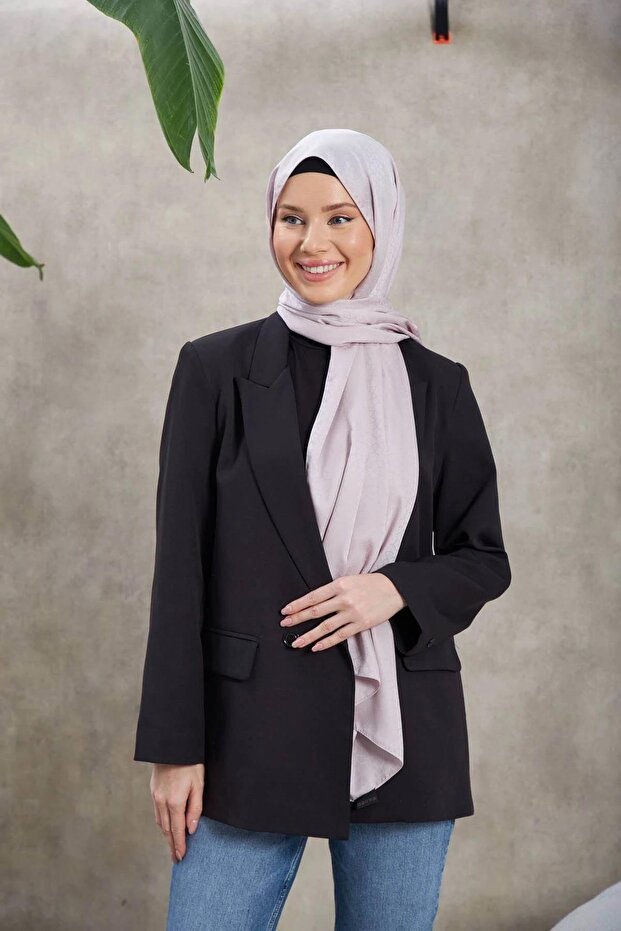 شال أليسا بنمط جاكار حريري فضي 9003-02