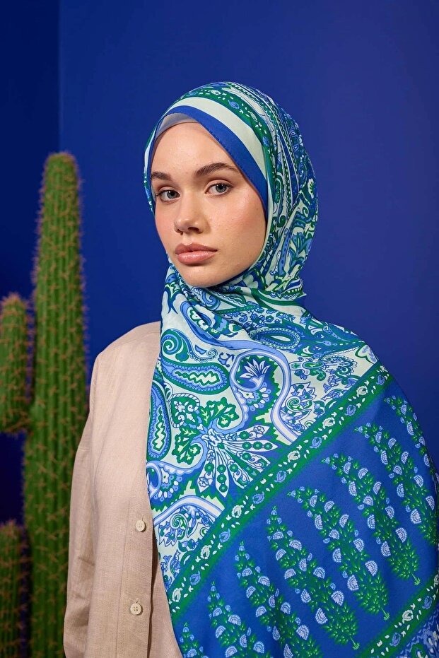 مجموعة Marrakech شال ناعم أزرق عشبي أخضر 3049-14
