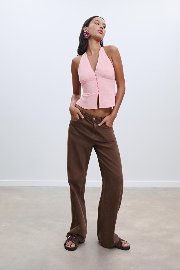 Ketenli düğmeli halter üst - 1