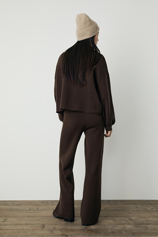 Geniş, Uzun Örme Pantolon - 4