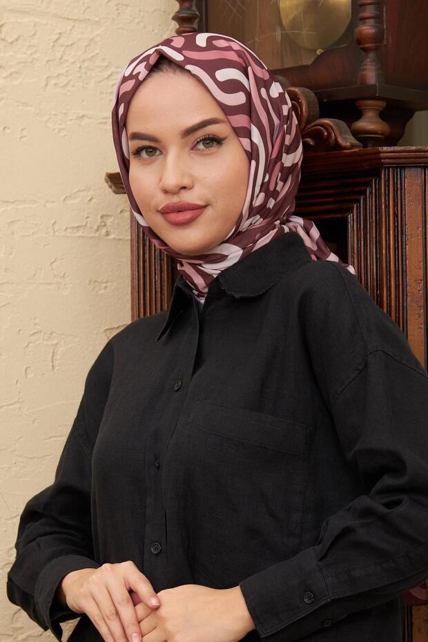 شال فيسكوز قطني حلزوني بورجوندي