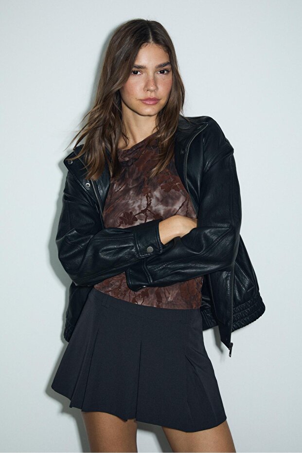 Pileli mini şort etek - 2