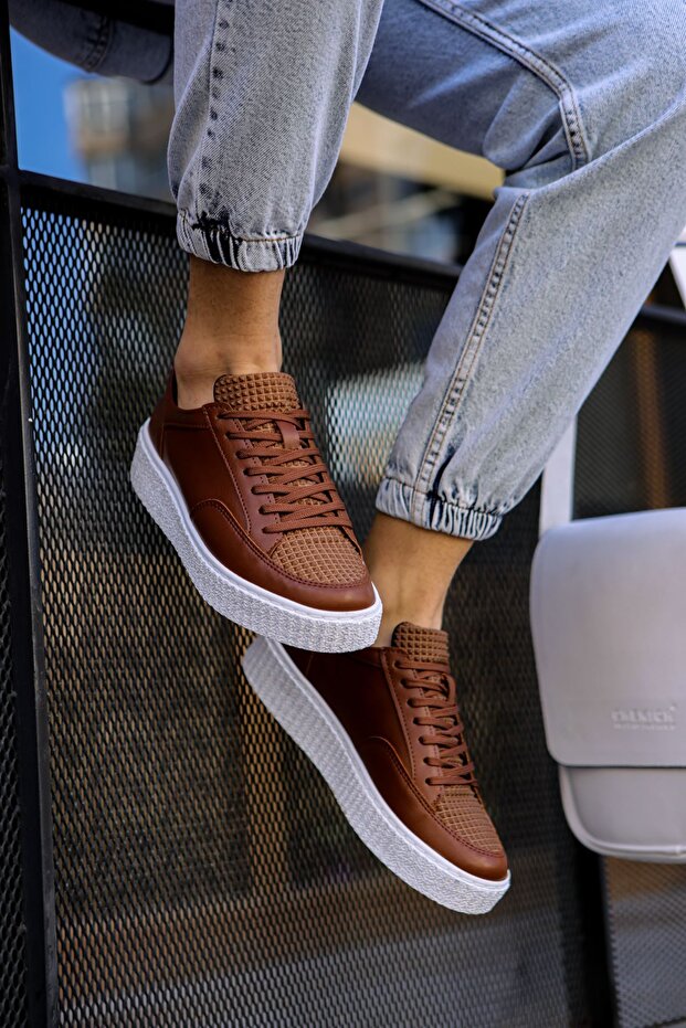 Zrc017 Premium Thick Sole Lace-Up Men's Shoes Tan