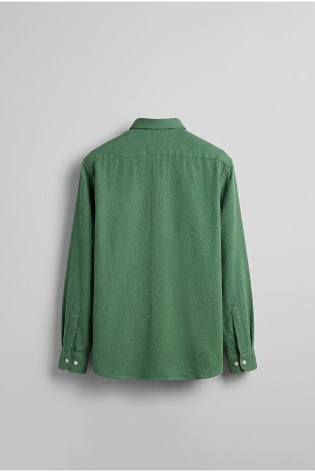 Erkek Oversize Basic Rahat Gömlek Yeşil - 2