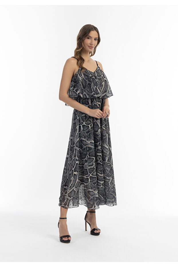 Maxikleid mit Schlangenprint - 4