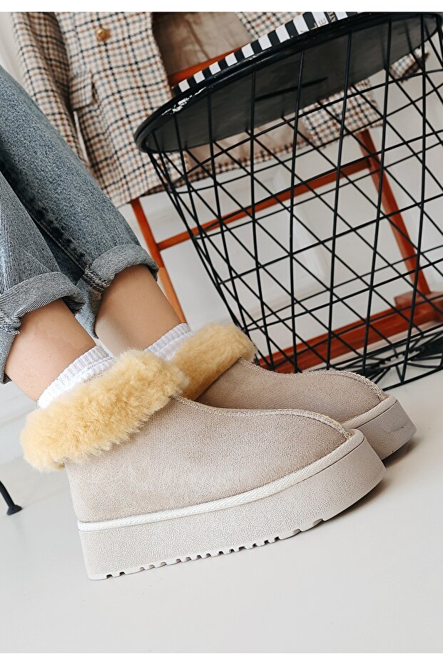 Eddie Premium Beige Shearling Suede Women's Boots