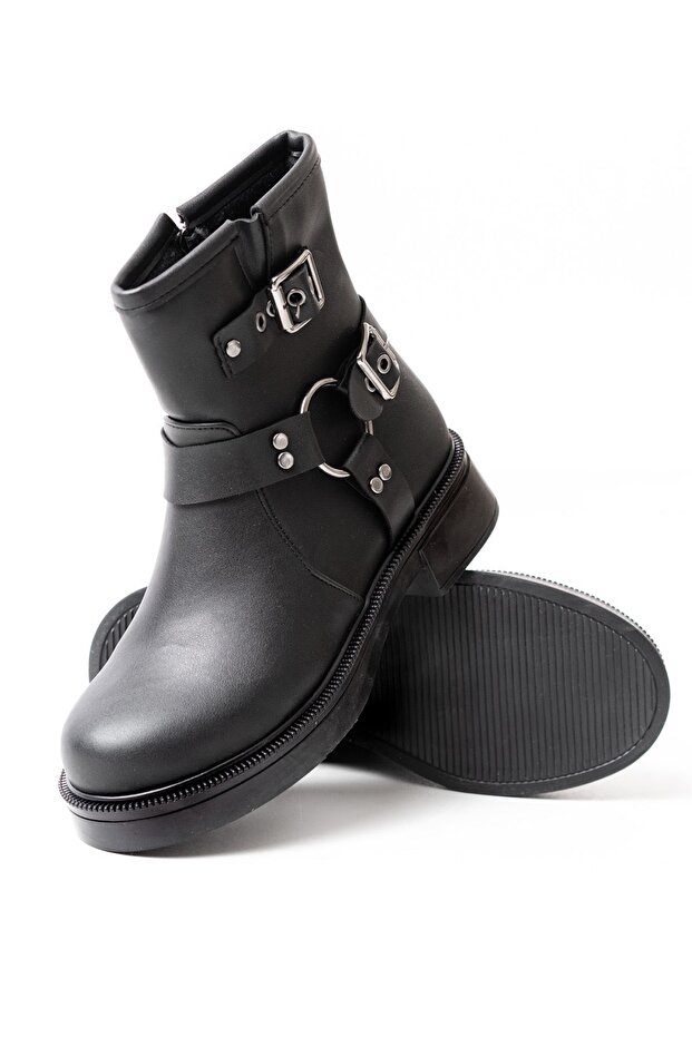 Zri̇n-2013 Zippered Daily Women's Boots with Black Buckle Accessories