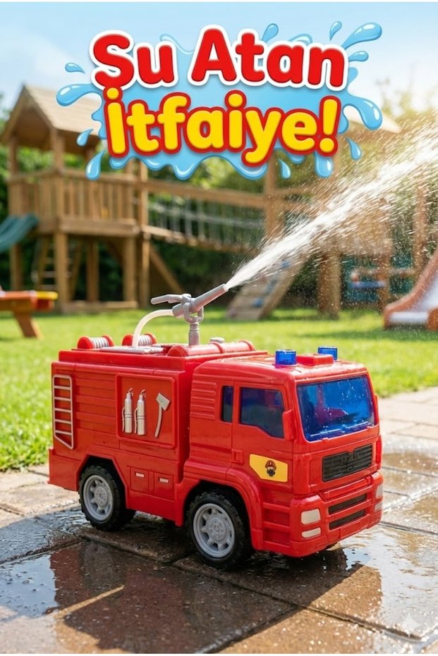 Water Spraying Light-Up Fire Truck Toy 1:20 Scale Friction Powered Fire Engine Truck