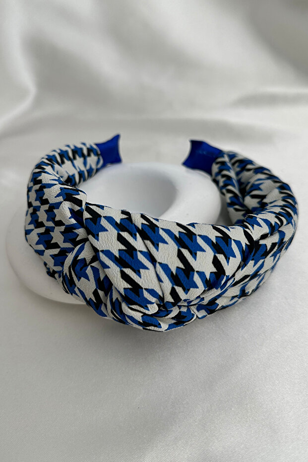 Navy Blue White Houndstooth Vintage Crown