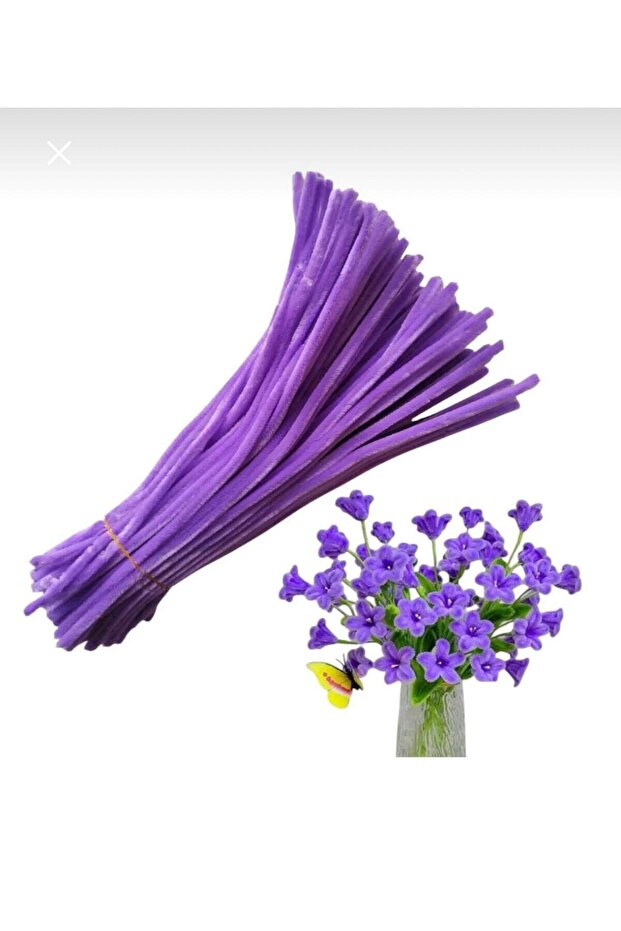 25 Pieces Dark Purple Chenille, Feathered Wire Suitable for Flower Making, 30 cm 6 mm