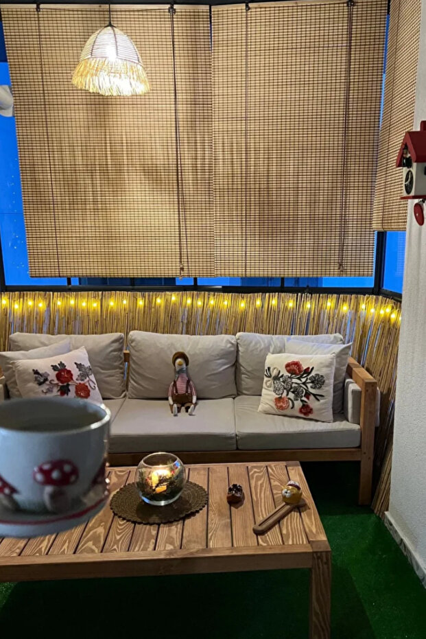 Ahşap Bambu Stor Perde Bej - 4