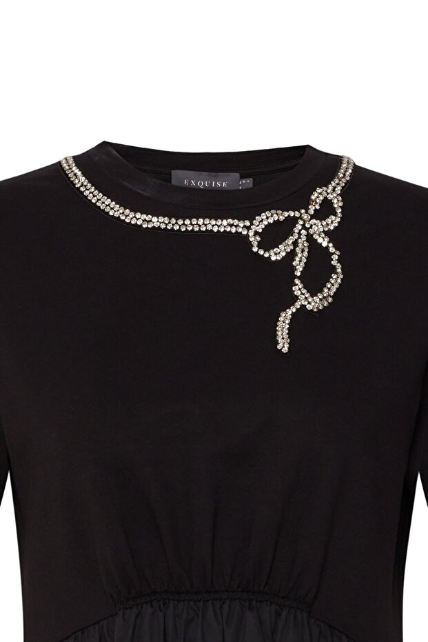 Yakası İşlemeli Maxi Elbise - 2