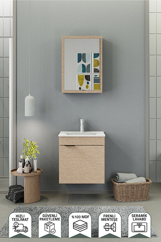 Fix Loft 55 Cm Banyo Dolabı Renk Aybe Bej - 1