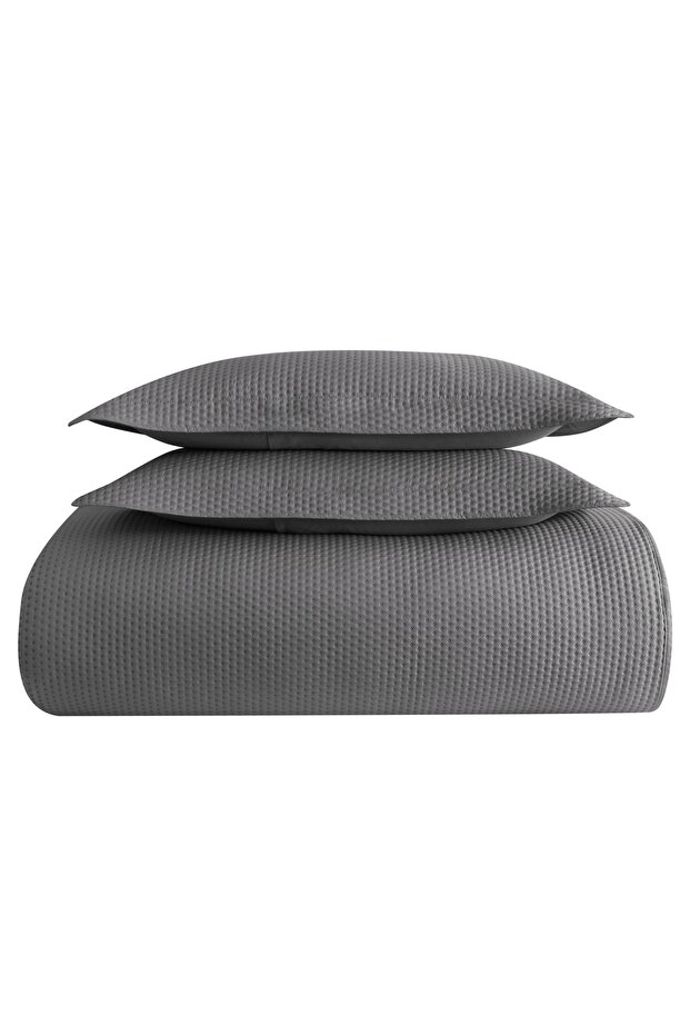 طقم مفرش سرير مزدوج باللون الرمادي - 3