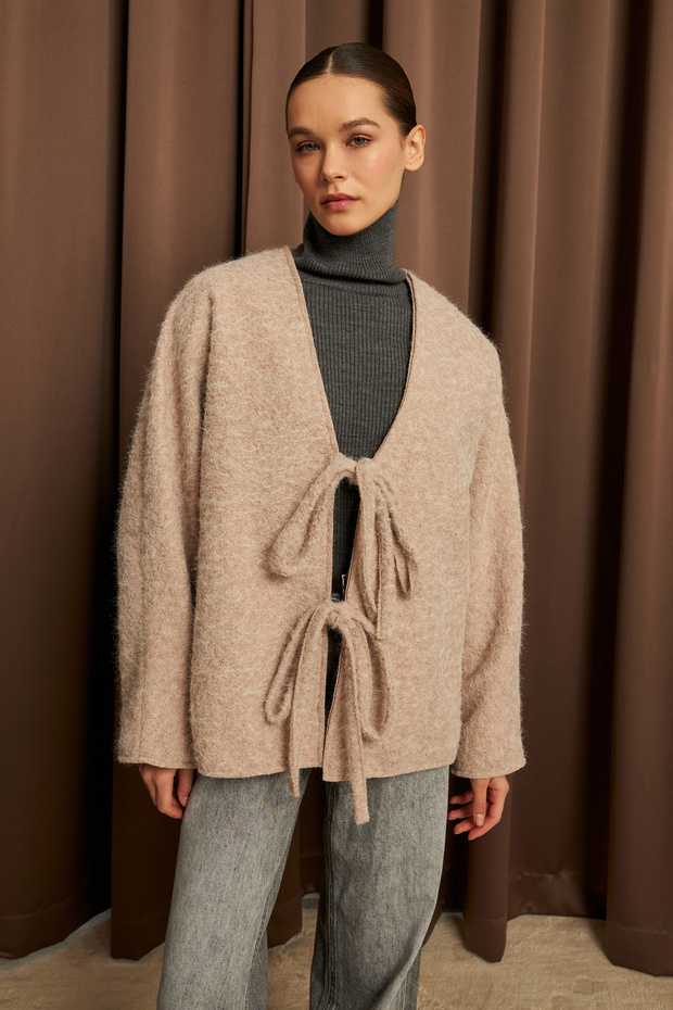 Women's Cream Lace Detailed Imported Cashmere Jacket