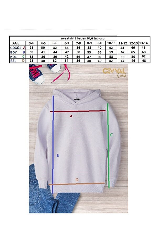 BASKILI KAPÜŞONLU OVERSİZE ÇOCUK SWEATSHİRT - 3