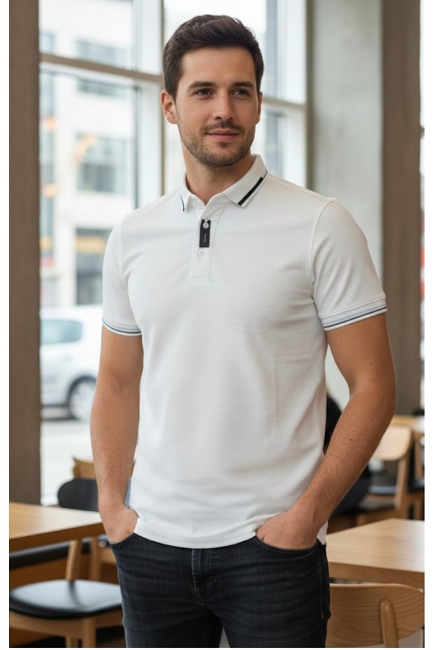 Güncüoglu New Season Slim Fit Polo Collar Men's Sports T-Shirt with Sleeve and Collar Detail