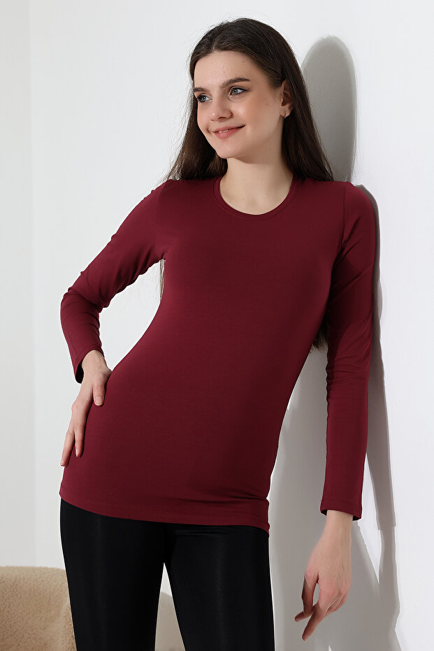 Women's Body Burgundy Crew Neck